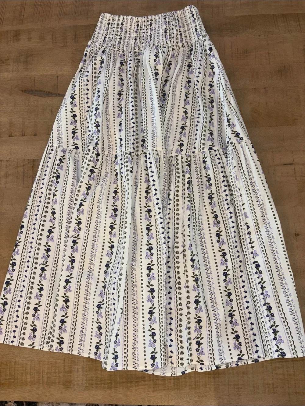 Karlie French Floral Vine Tiered Maxi Skirt Large NWT New Feminine 100% Cotton - Picture 9 of 10